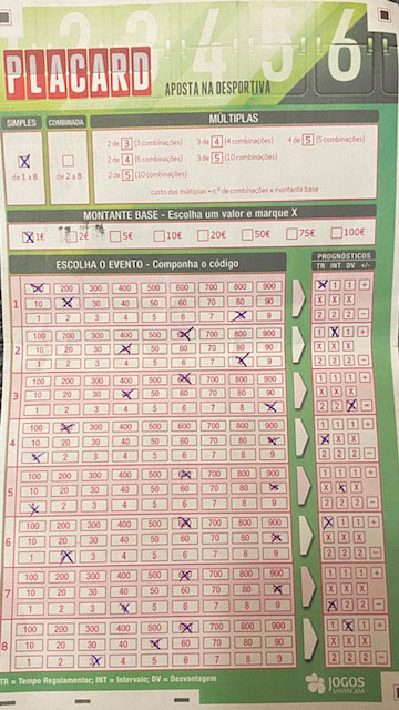 Como apostar no Placard Lista de Eventos
