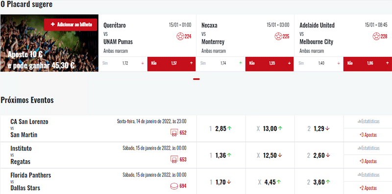 Lista de Eventos do Placard na SMCL